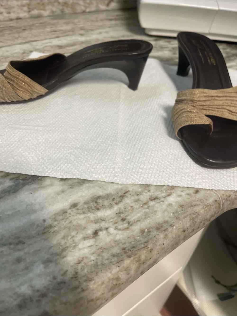 Donald J. Pliner Bronze Woven Slide Mules